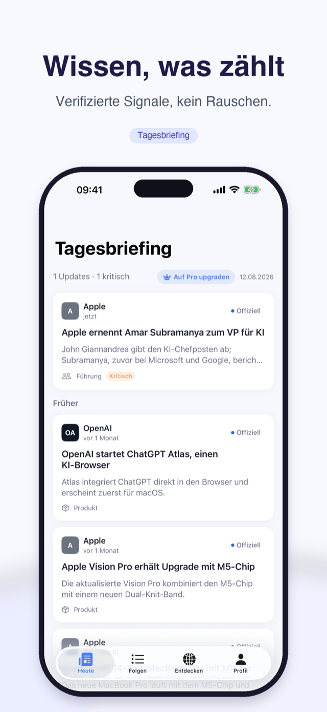 Tagesbriefing: verifizierte Ereignisse aus gefolgten Unternehmen