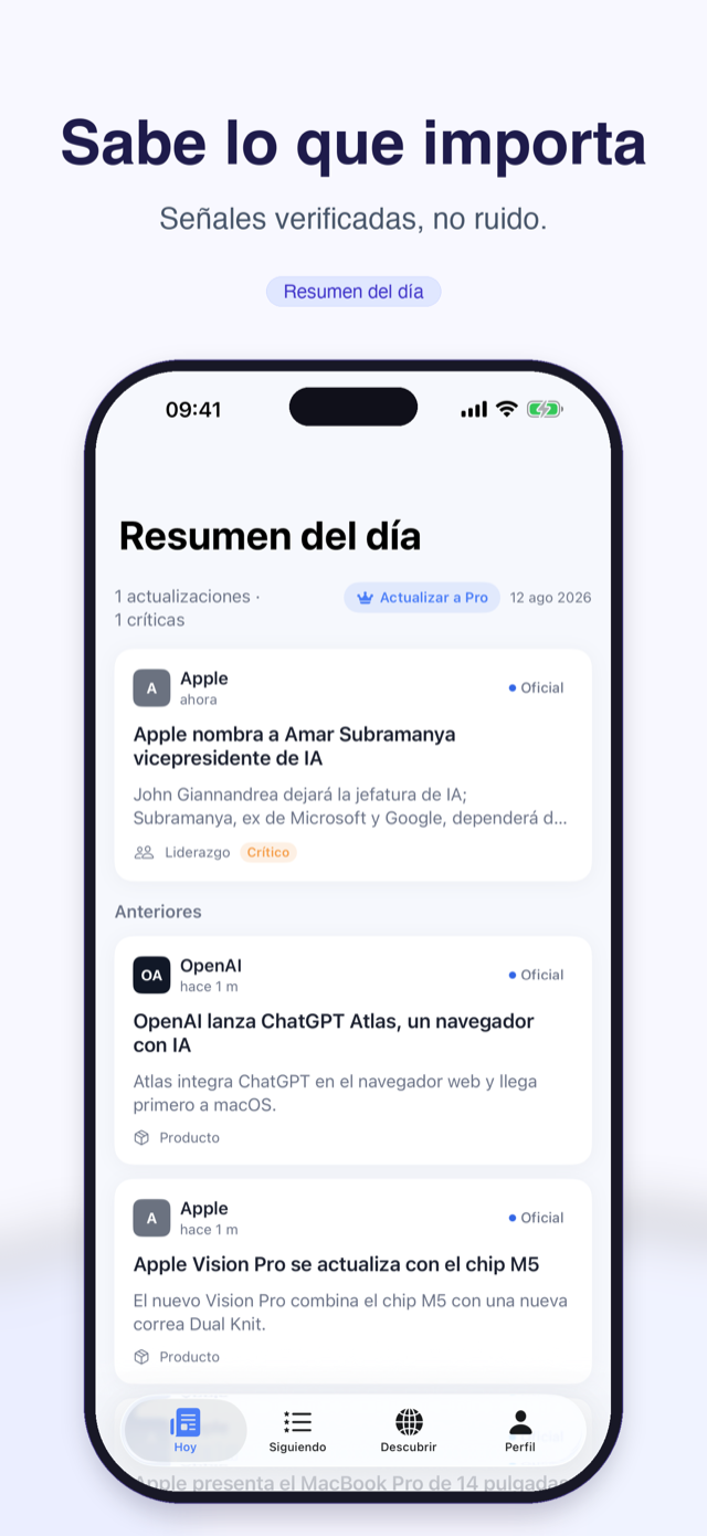 Resumen del día: eventos verificados de las empresas que sigues