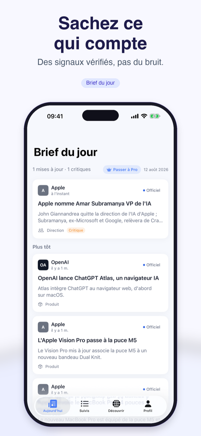 Brief du jour : événements vérifiés sur les entreprises suivies
